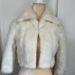 Faux White Fur crop coat xs